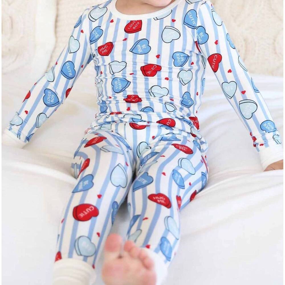 NEW CADEN LANE sweet like candy two piece pajama set in blue